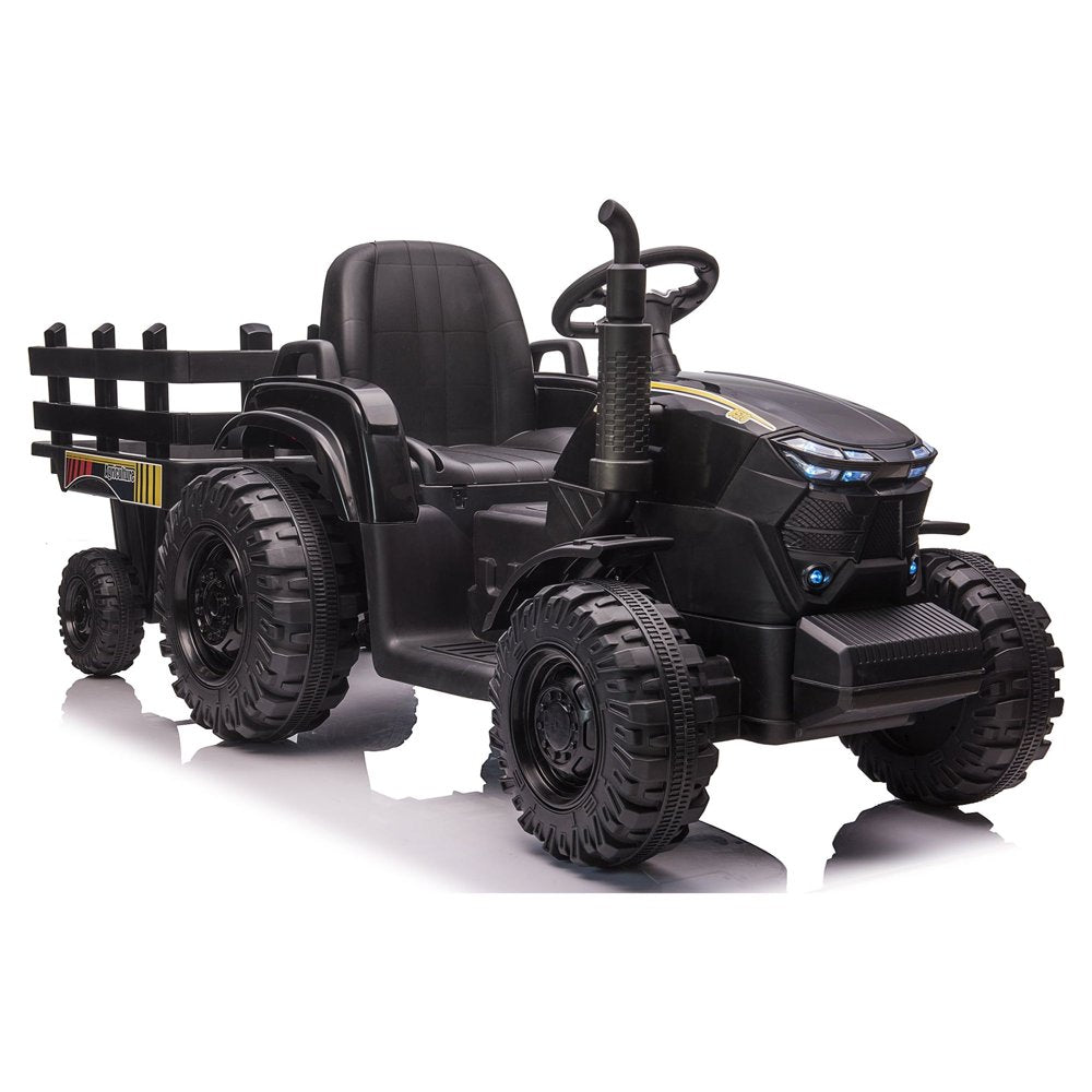 Joyracer 24 Volt Ride on Toys with Remote Control, 400W Motor, 9AH Battery Powered Ride on Tractor, 6-Wheel Big Car W/ Tipping Bucket Trailer, 3 Speeds,Led Lights, MP3/USB Music for Big Kids, Black