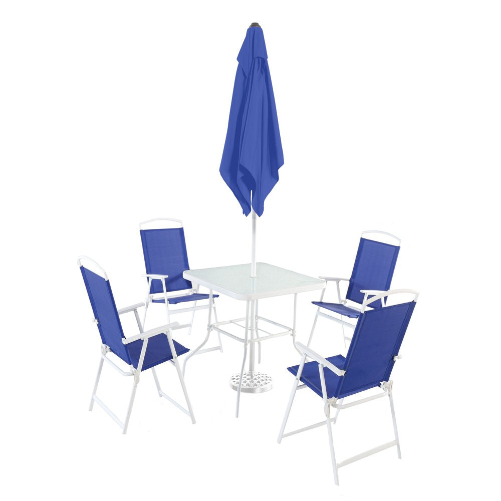 Mainstays Albany Lane 6 Piece Outdoor Patio Dining Set, Blue