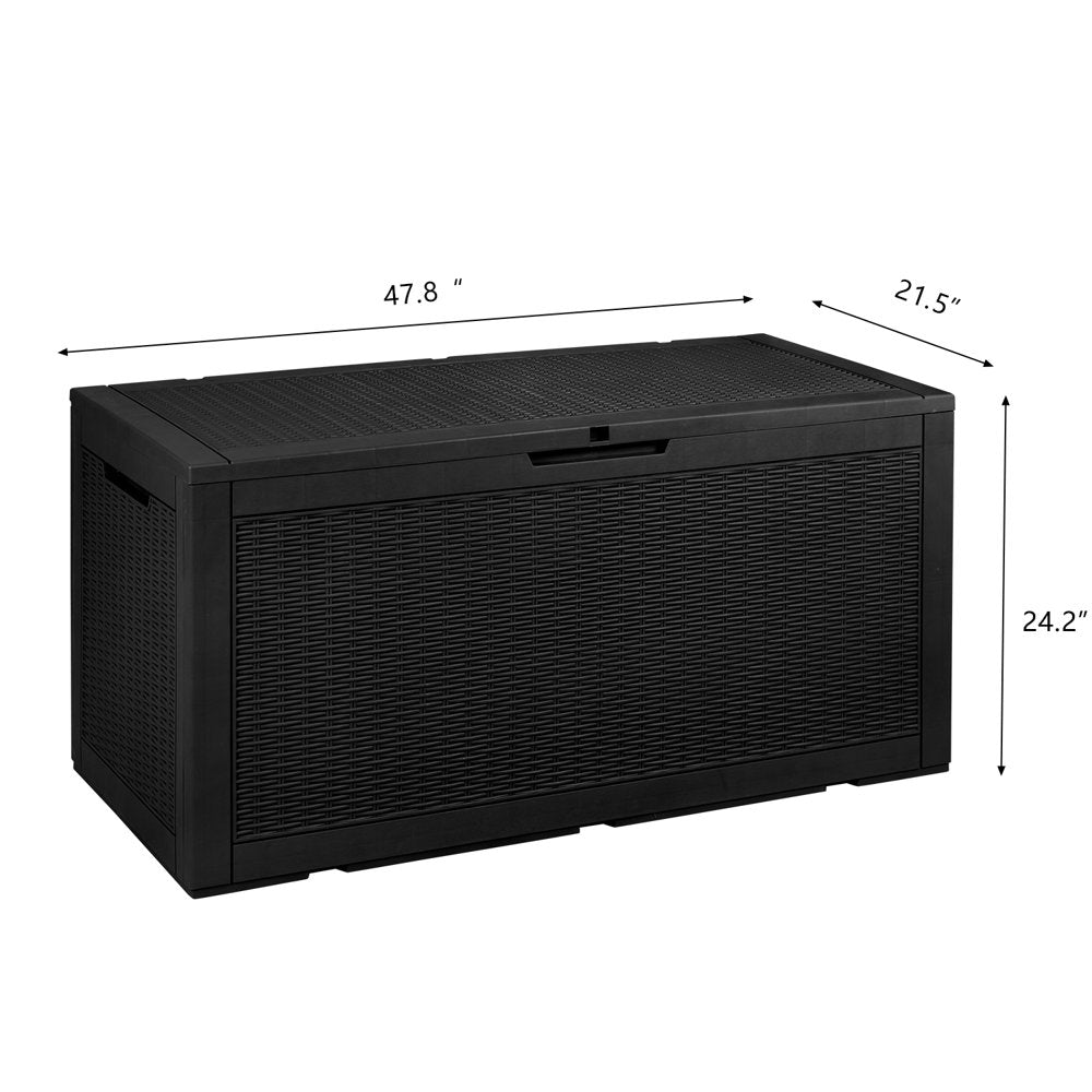 Devoko 100 Gallon Outdoor Box Deck Plastic Resin Storage Box, Black