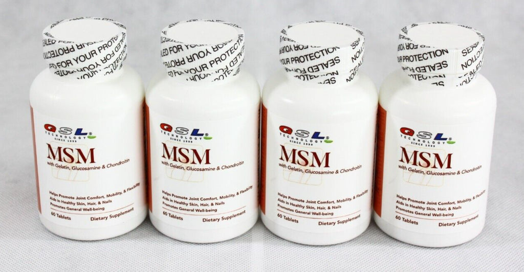 4 Bottles GSL MSM with Glucosamine Chondroitin 450Mg 60 Tabs Each 240 Tabs Total