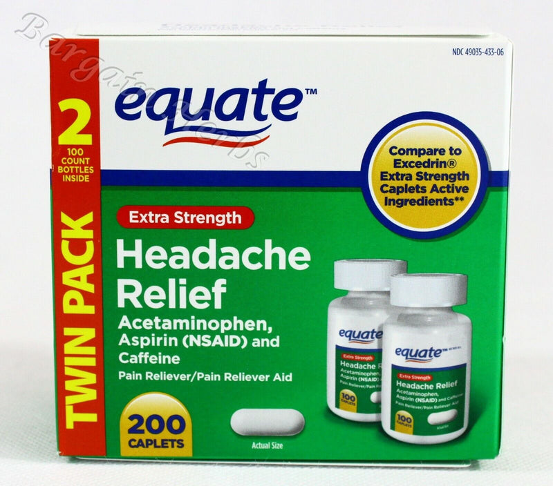 2X Equate Acetaminophen Excedrin Headache Extra Strength 100 Caplets E –  dealwake