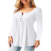 Amoretu Women'S Long Sleeve Henley Shirt Casual Button up Tunic Tops (White, L)