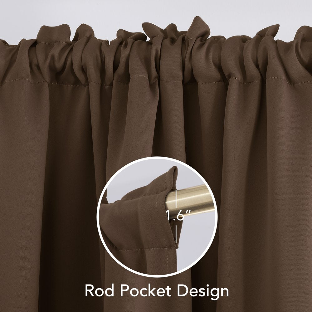 Deconovo Blacout Curtains Rod Pocket Thermal Insulated Curtains Light Blocking Curtians for Small Windows 42W X 45L Inch Brown Set of 2