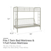 DHP Sammie Twin over Futon Metal Bunk Bed, off White