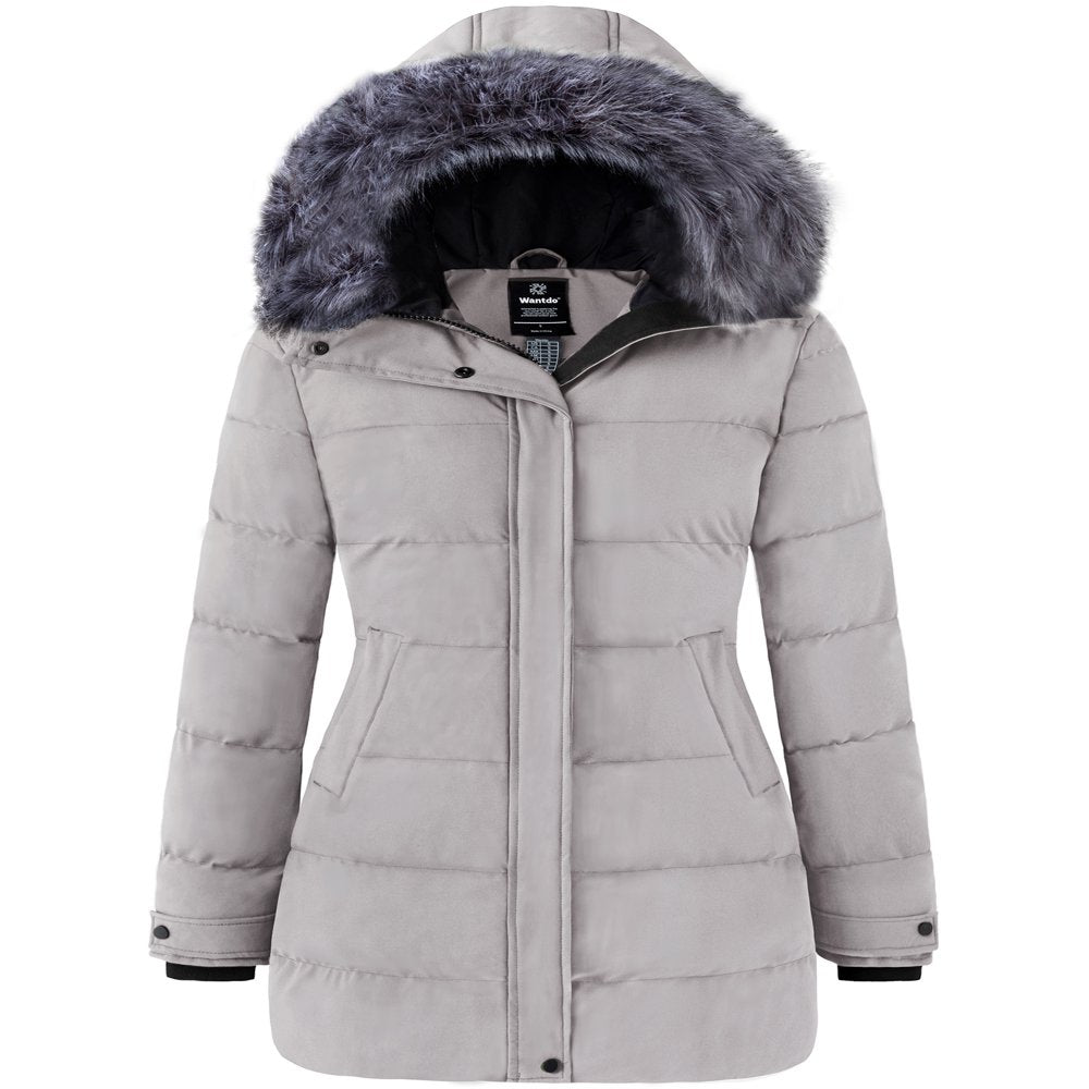 Wantdo Women'S Winter Jacket Quilted Puffer Coat Thicken Outerwear Jacket Gray M