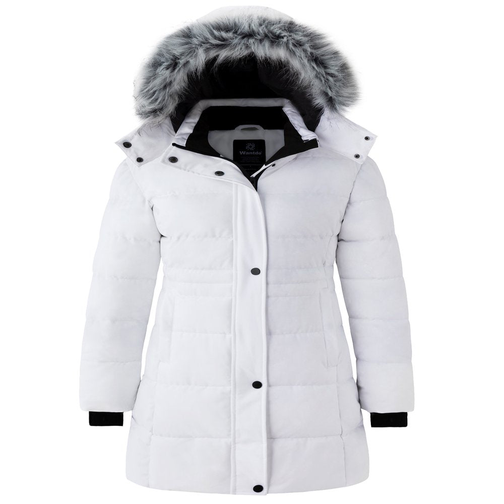 Wantdo Women'S plus Size Winter Coats Hooded Puffer Jacket Winter Parka Jacket White XL