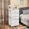 Furnulem Classic Dresser for Bedroom with 5 Drawers, Tall Fabirc Dresser Chest of Drawers for Closet, Living Room, Nursery, Kids Bedroom, White