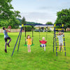 Gymax 5-In-1 Kids Swing Set for Outdoor W/ Heavy Duty Frame Basketball Hoop & Climbing Ladder