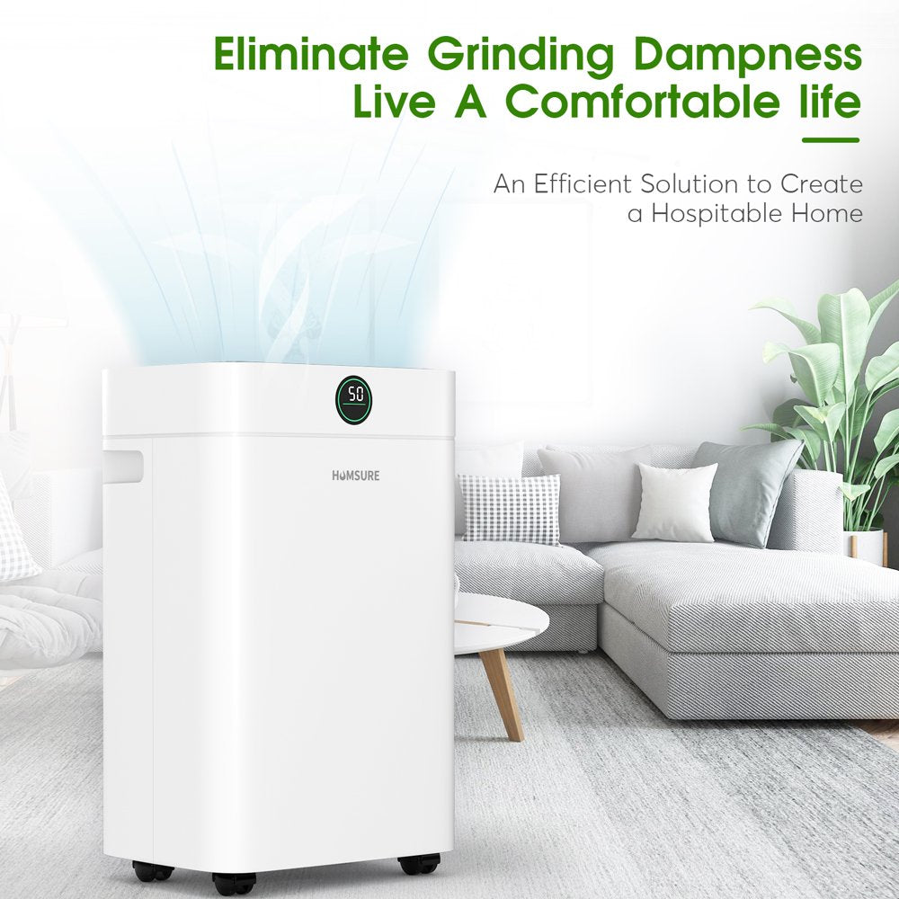 HUMSURE 35 Pint Dehumidifier 3000 Sq.Ft Room, for Basements with Drain Hose, Ideal for Large&Medium Sized Bathroom and Bedroom, Max Moisture Removal 50 Pints (95 "F, 95% RH)