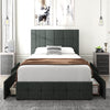 Amolife Queen Size Platform Bed Frame with Headboard and 4 Storage Drawers, Button Tufted Style, Dark Grey, Mattress Not Included