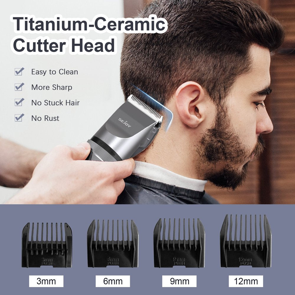 Sejoy Hair Clippers for Men, Cordless Barber Grooming Set Professional Hair Cutting Kit,Rechargeable Home Haircut,Gray