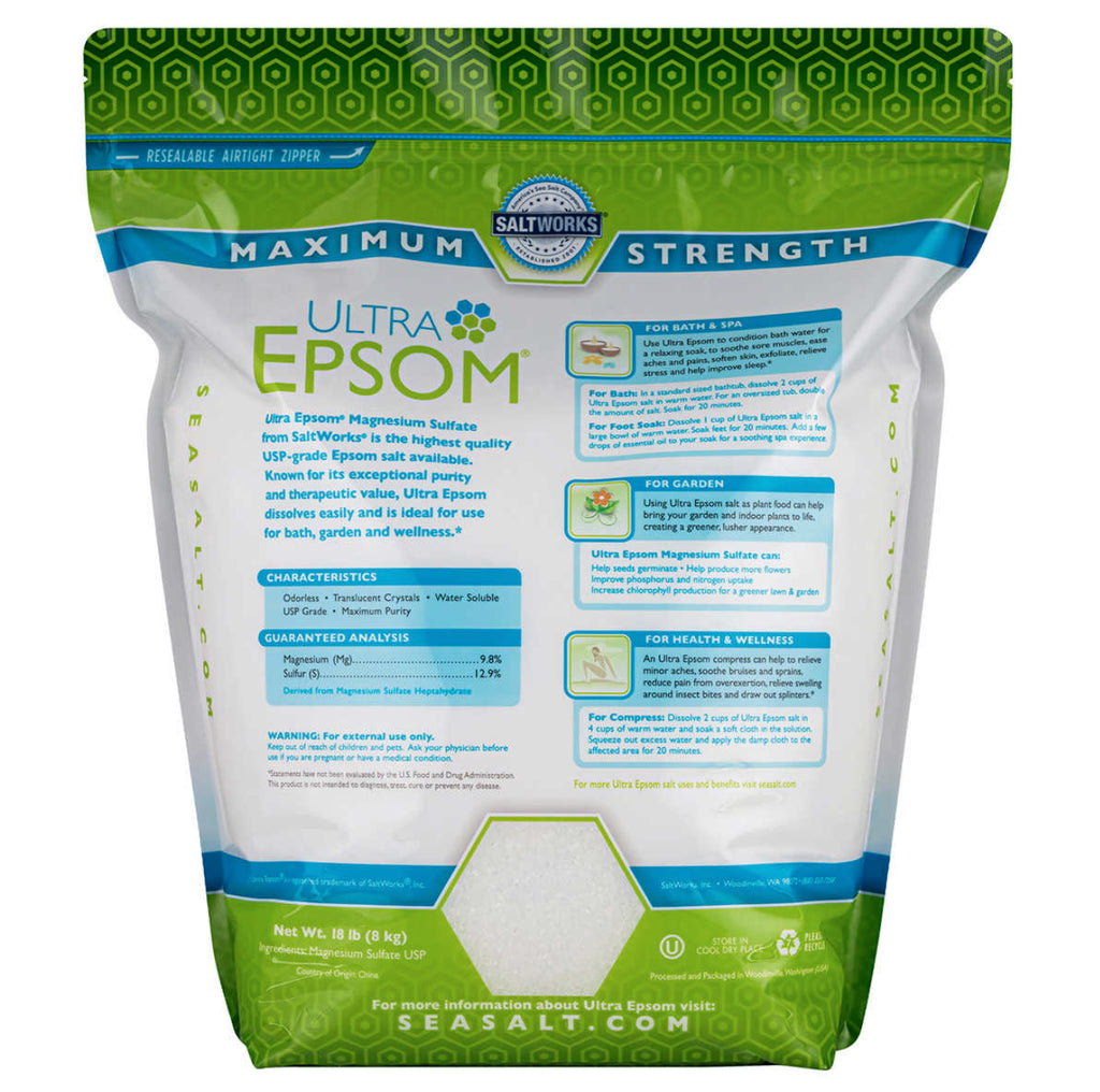 Ultra Epsom Unscented Bath Salt, 18 Pound Bag - Free Shipping