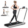 Superfit 2.25HP 2-In-1 Folding under Desk Treadmill W/Speaker Controller APP, Single Display Screen Silver