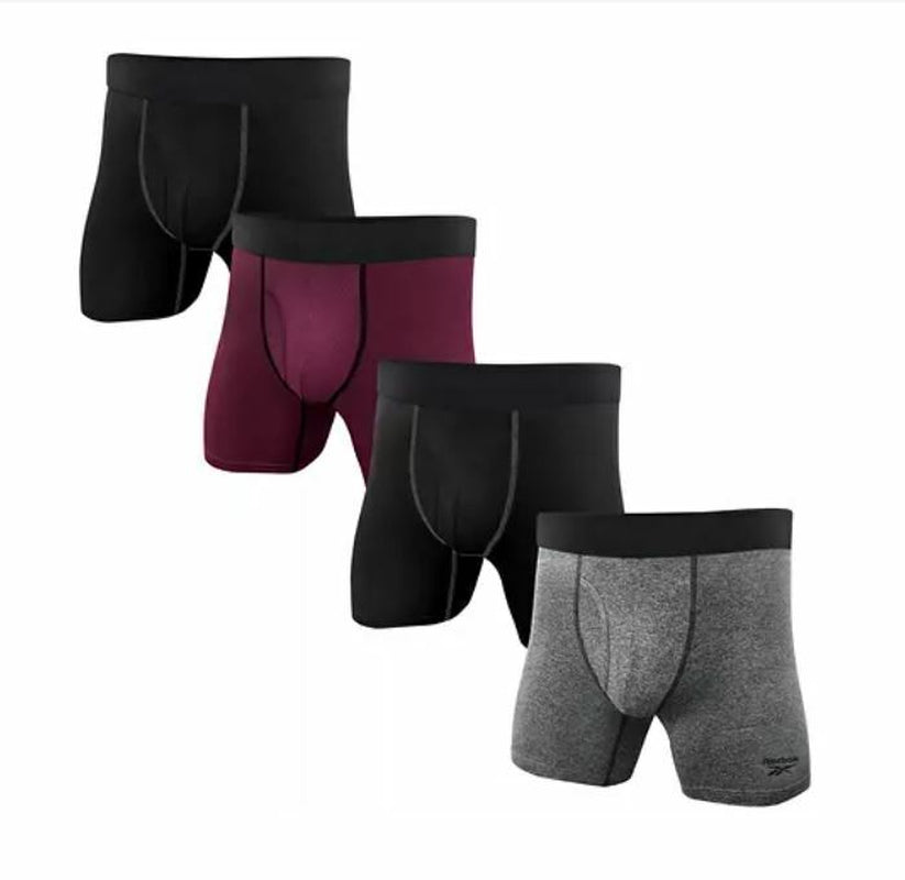 4 Pack Reebok Men'S Stretch Performance Boxer Briefs Free Shipping Size: S-2XL