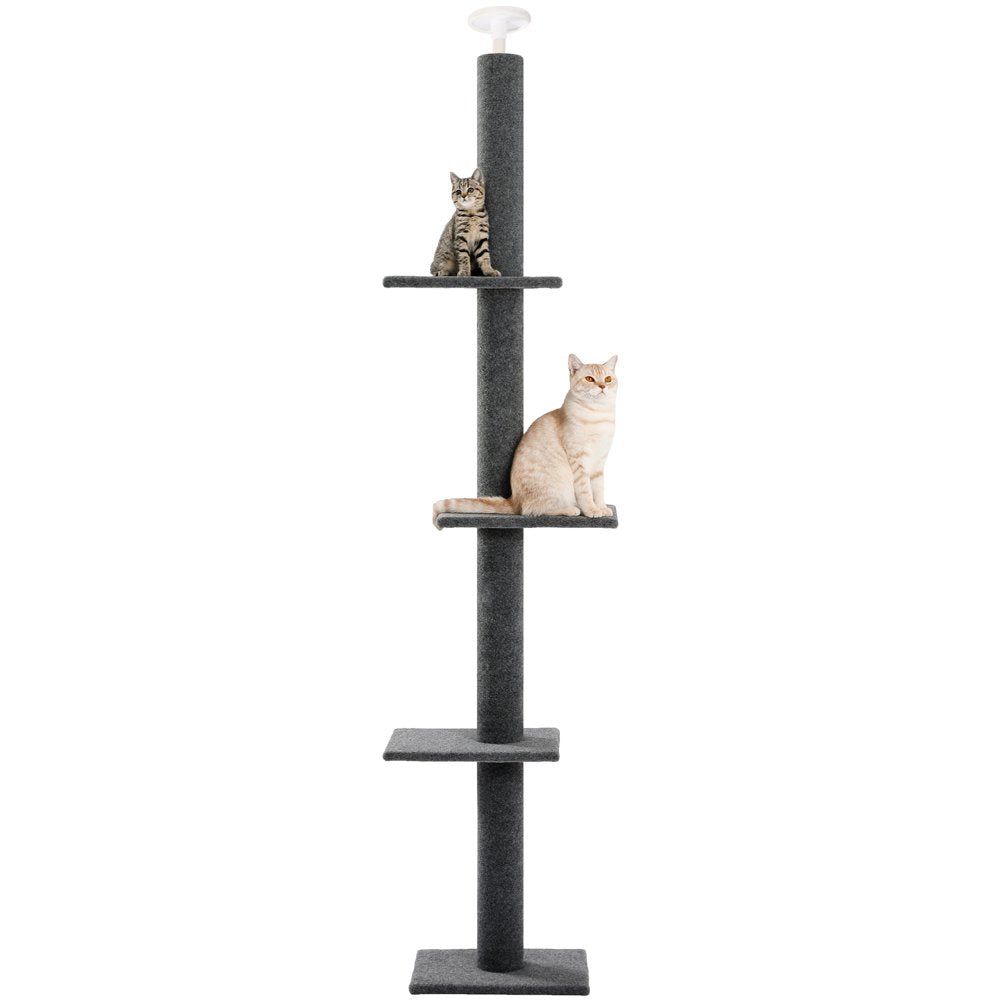 PAWZ Road Cat Tree Floor to Ceiling 105"-In 4 Tier Cat Tree Tower Cat Climbing Posts, Gray