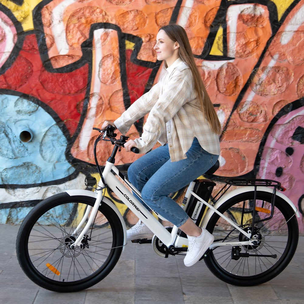 COLORWAY 26" Electric Bike for Woman, 500W Powerful Motor, 36V 12AH Removable Battery E Bike, , Max. Speed 19.9MPH Electric Bicycle