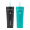 Thermoflask 32Oz Two Pack Insulated Straw Tumbler Black/Turquois