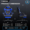 Soontrans Gaming Chair with Footrest, Ergonomic Office Chair High Back with Headrest & Massage Lumbar Support, Swivel Leather Chairs, Blue