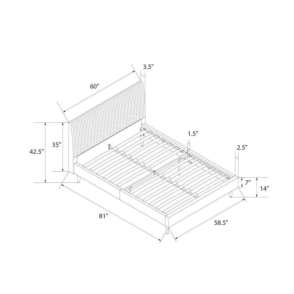 Mr. Kate Daphne Upholstered Bed with Headboard and Modern Platform Frame, Full, Dark Gray Linen