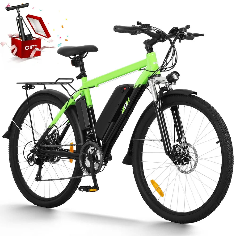 ZNH Electric Bike for Adults 26" 1.95" Mountain Ebike 350W Motor 36V 10Ah Lithium-Ion Battery Professional Shimano 21-Speed, Green