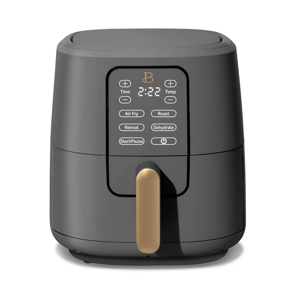 Beautiful 6 Qt Air Fryer with Turbocrisp Technology and Touch-Activated Display, Oyster Grey by Drew Barrymore