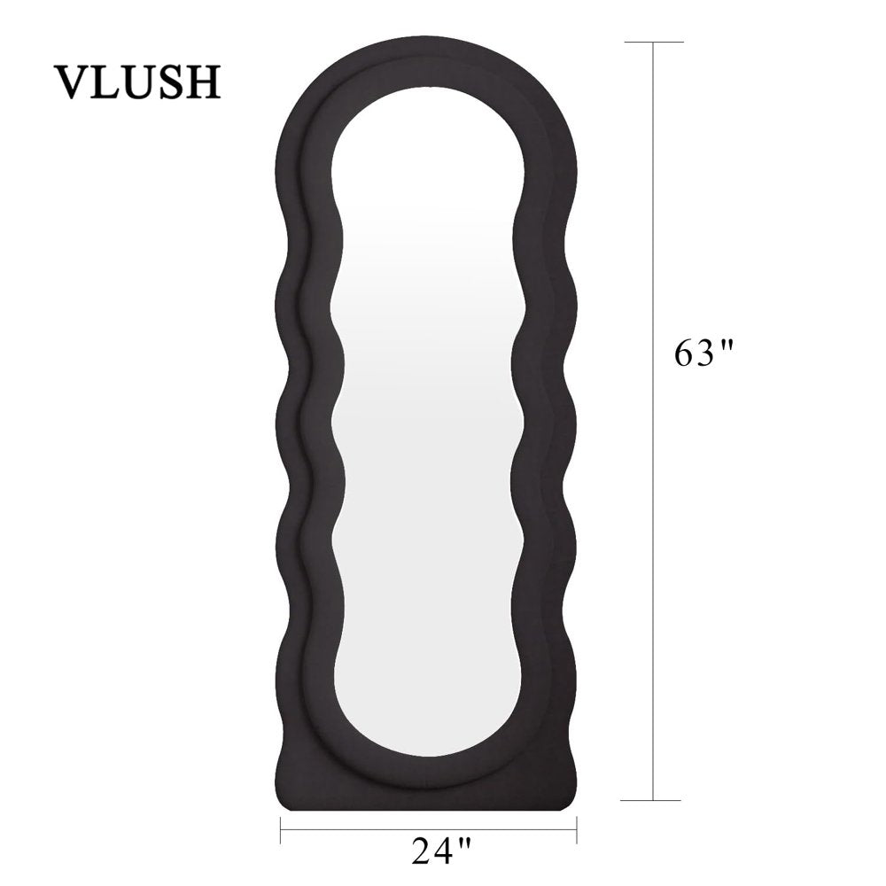 Vlush Wavy Full Length Mirror, Freestanding Floor Mirror with Stand, 63"X24" Wall Mounted Mirror for Bedroom (Black)