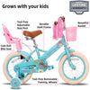 JOYSTAR Little Daisy 16 Inch Kids Bike for 4 5 6 7 Years Girls with Handbrake 16" Children Princess Bicycle with Training Wheels Basket Streamer Toddler Cycle Bikes Blue