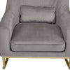 Modrn Glam Velvet Rocking Chair with Lumbar Pillow, Charcoal Grey/Satin Brass