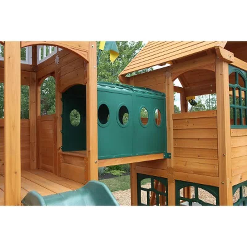 Kidkraft Paramount Wooden Swing Set with Two Clubhouses