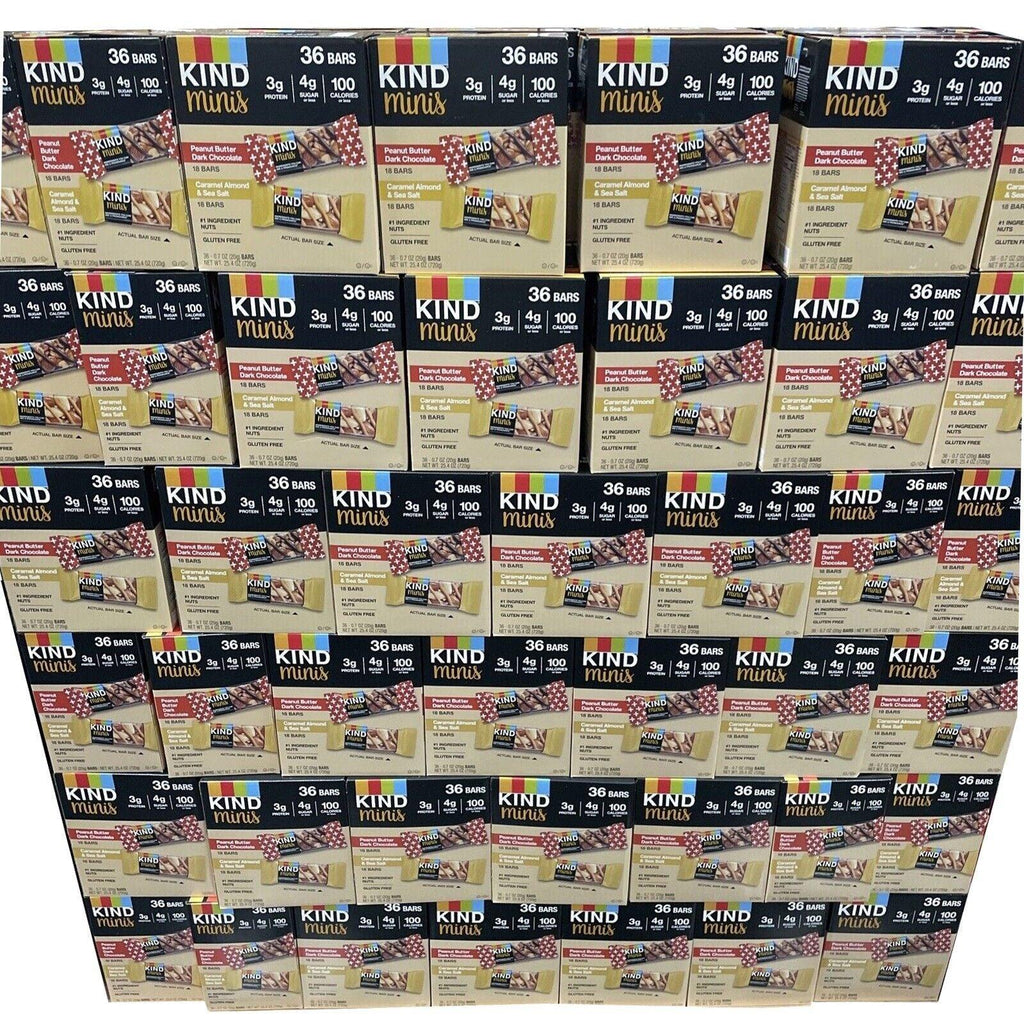 Kind Mini Bars, Variety Pack. 18 of Each Kind 36 Bars Total. 0.7 Oz Size.