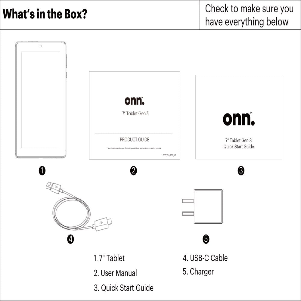 Onn. 7" Tablet, 32GB (2022 Model) , 2.0 Ghz Quad-Core Processor, Chartreuse