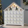 GROFRY Christmas Advent Calendar Built-In LED Light Fadeless Gifts Crafts Battery Powered 24 Day Countdown Drawer Home Decoration Xmas Decor House Shape Wood Desktop Calendar Party Favor