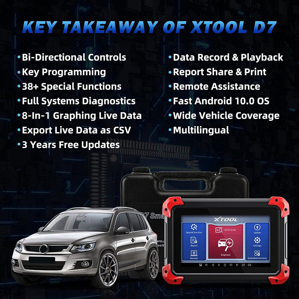 XTOOL D7 Automotive Scan Tool, Full System Bi-Directional Diagnostic Car Scanner with ECU Coding, 36+ Services