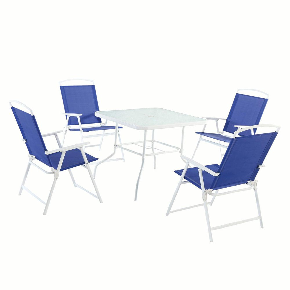 Mainstays Albany Lane 6 Piece Outdoor Patio Dining Set, Blue