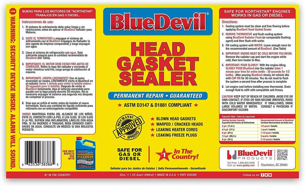 38386 Head Gasket Sealer - 1 Quart (Pack of 6)