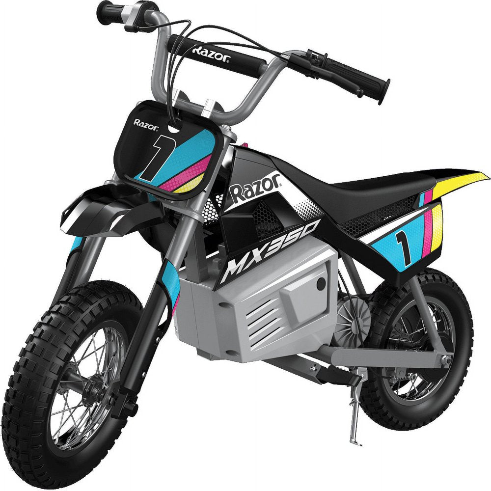 Razor Dirt Rocket MX350 - Black with Decals Included, 24V Electric-Powered Dirt Bike for Kids 13+