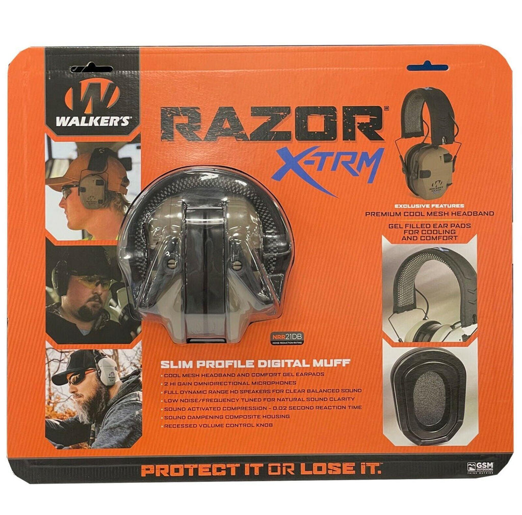 Walkers Razor X-TRM Electronic Low Profile Digital Muff Ear Protection HD SOUND