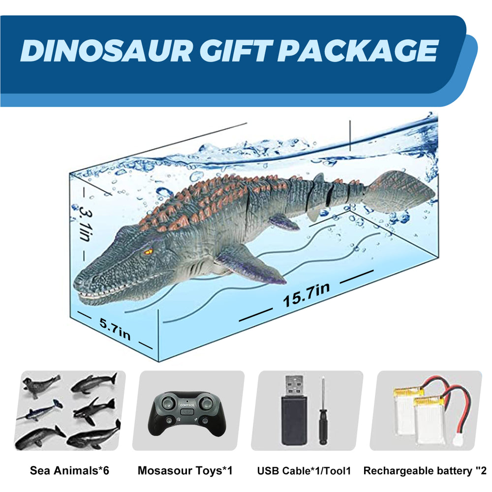 Richgv 2.4G Remote Control Dinosaur, RC Dino Mosasaurus Toy, Kids Pool Toy Dinosaur Toy for 3 4 5 6 7 8 Year Old Boys, RC Boat Water Toy Birthday Gift Dinosaur Toys for Boys Girls