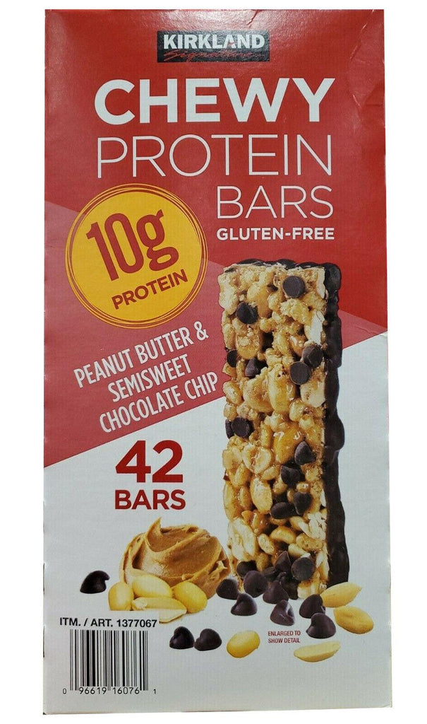 Kirkland Signature Chewy Protein Bars Peanut Butter Chocolate Chip 42Bars 59.2OZ