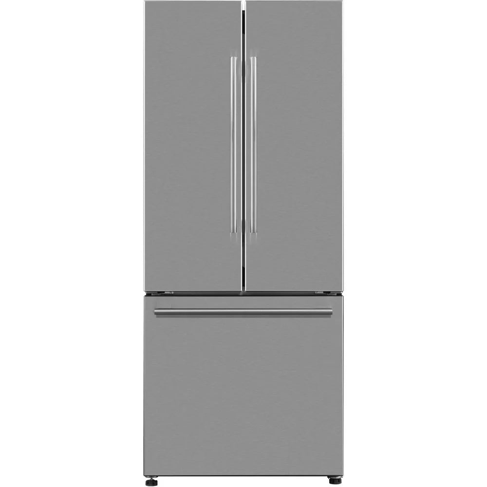 Galanz 16 Cu. Ft. 3-Door French Door Refrigerator with Ice Maker, Stainless Steel, 28.35"W Condition, New