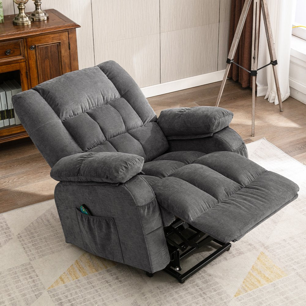 BOSMILLER Power Lift Recliner Chair Recliners for Elderly with Heat and Massage Recliner Chair for Living Room with Infinite Position and Side Pocket,Usb Charge Port,Grey