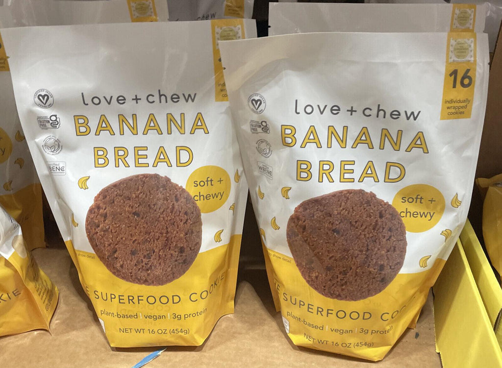 2 Packs Love + Chew Bañan Bread Soft + Chewy 16 Ct the Superfood Cookie