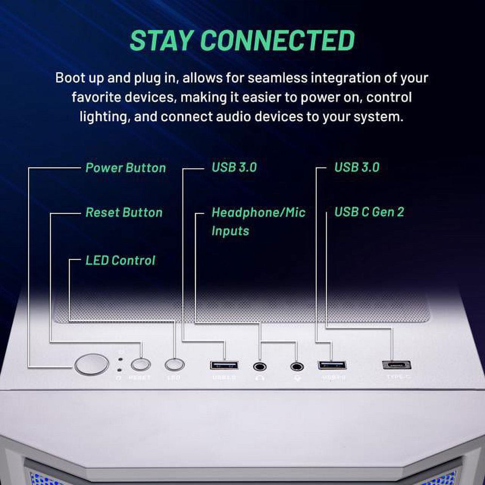 Skytech Archangel Gaming PC Desktop INTEL Core I5 12400F 2.5 Ghz, NVIDIA RTX 3060, 1TB NVME SSD, 16GB DDR4 RAM 3200 , 600W GOLD PSU, 11AC Wi-Fi, Windows 11 Home 64-Bit