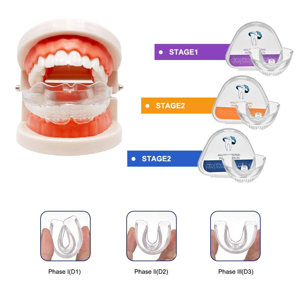 Mouth Guard,Braces Invisible 3 Stages Tooth Appliance Aligners Trays Teeth Straightener Retainer Alignment Trainer Mouth