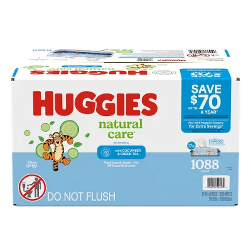 Huggies Natural Care, Refreshing Clean Baby Wipes, 17 Packs (1088 Ct.)