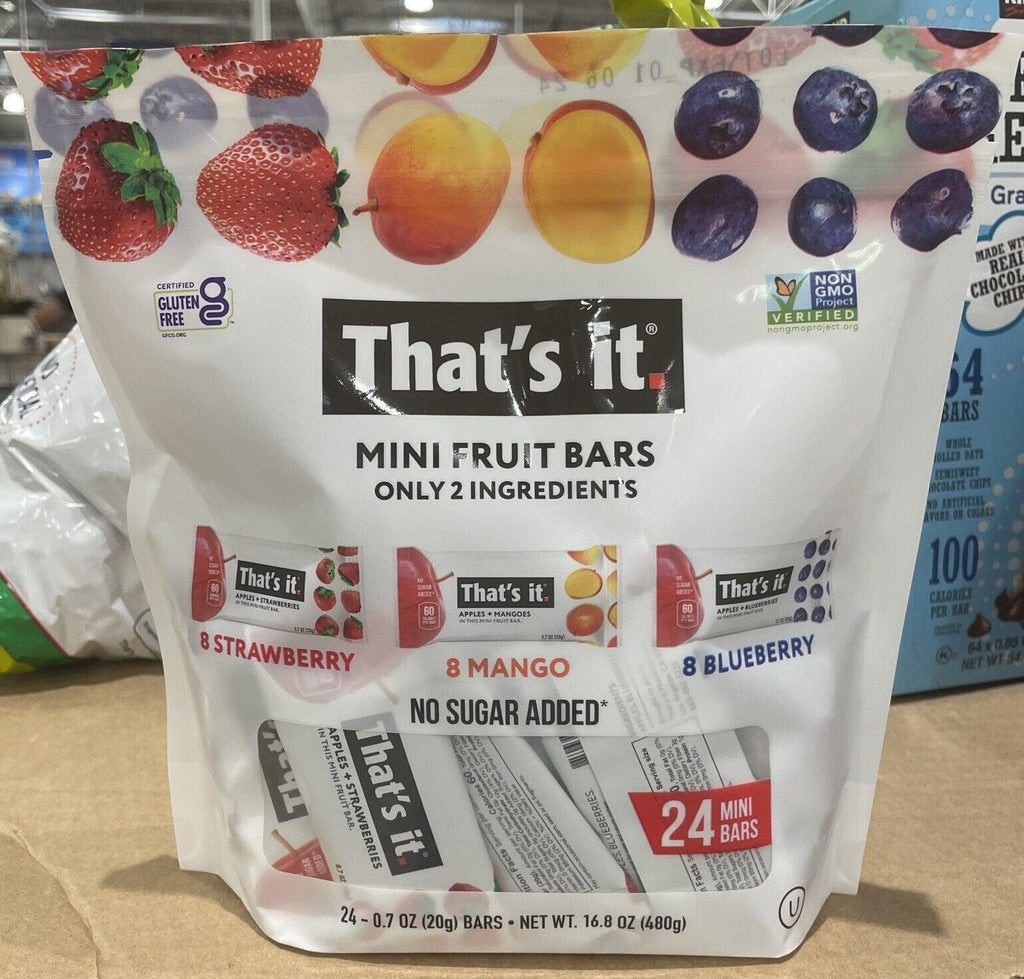 That'S It Mini Fruit Bars Strawberry, Mango, Blueberry 24 Ct 16.8 Oz Non GMO,