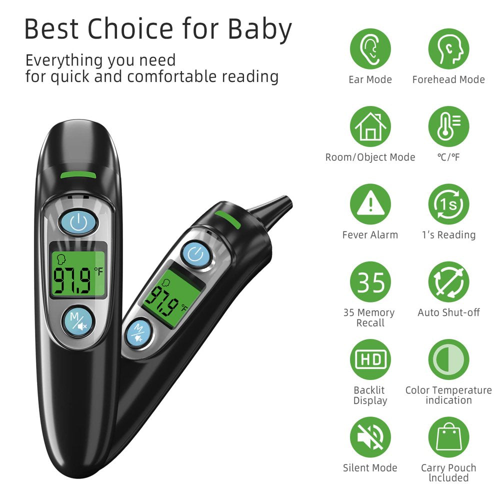 ANKOVO Dual Mode Infrared Thermometer, 1S Reading, 3 Colors Backlight, 35 Memories Recall, All Ages