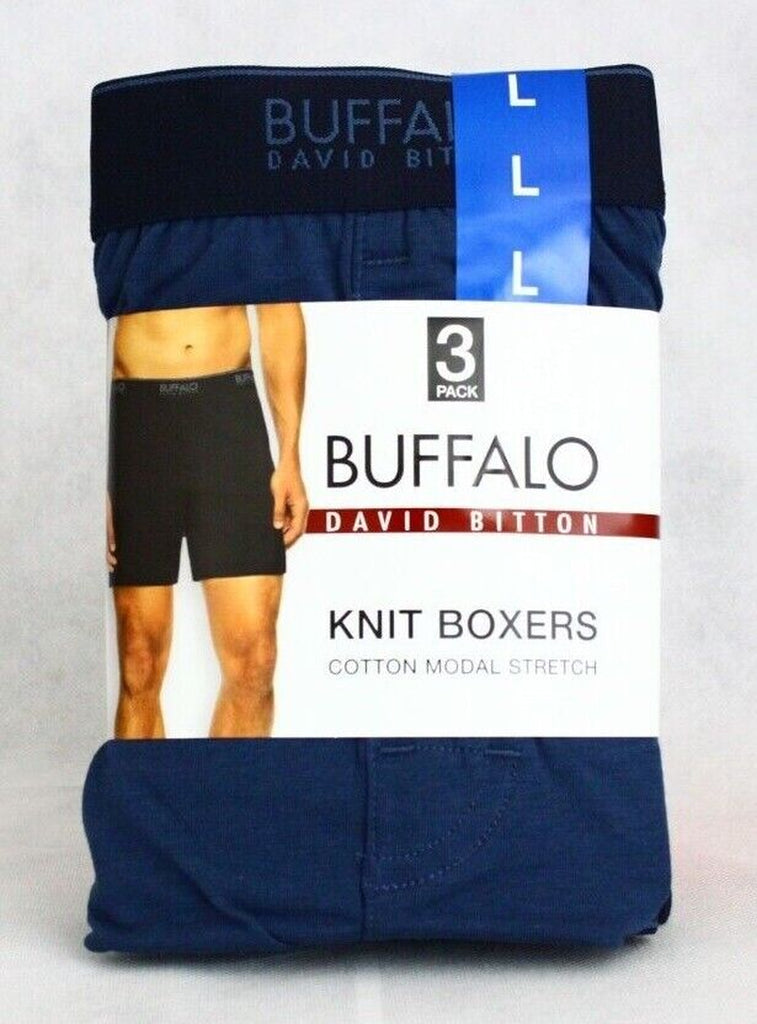 Buffalo David Bitton Men'S Knit Boxers Black or Blue 3-Pack New Free Shipping