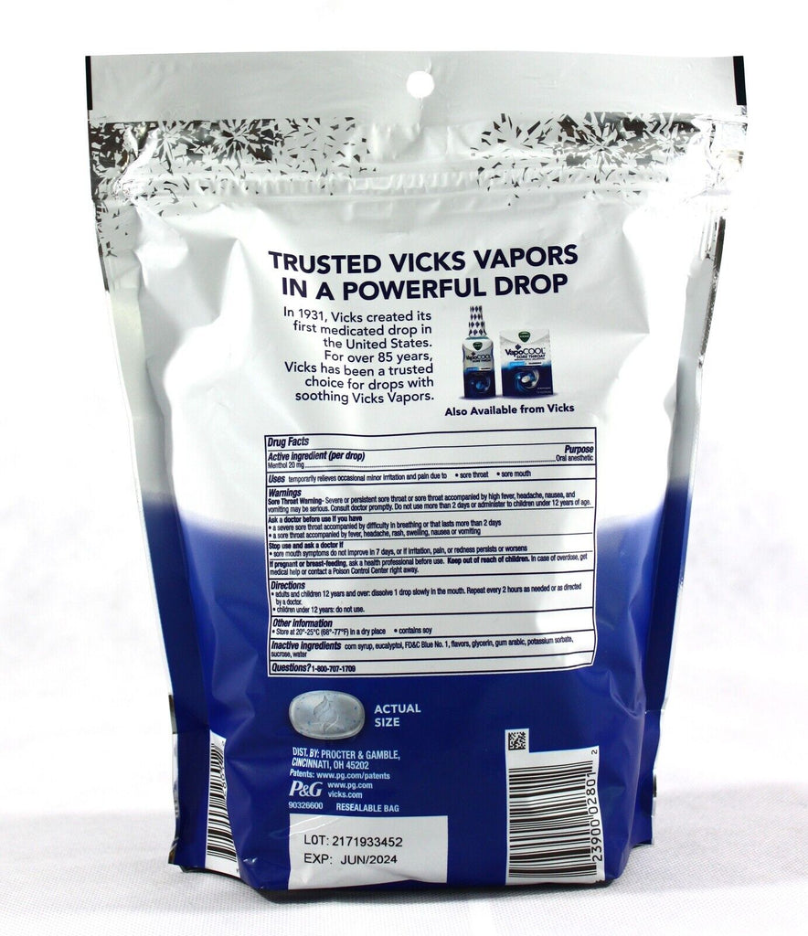 Vicks Vapocool Winterfrost Menthol 200 Medicated Drops Exp 05/2025 Free Shipping