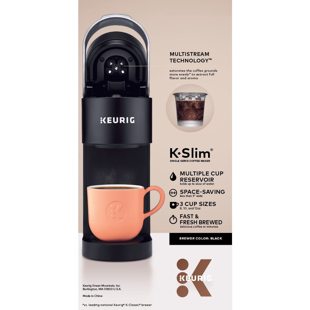 Keurig K-Slim Single-Serve K-Cup Pod Coffee Maker, Black